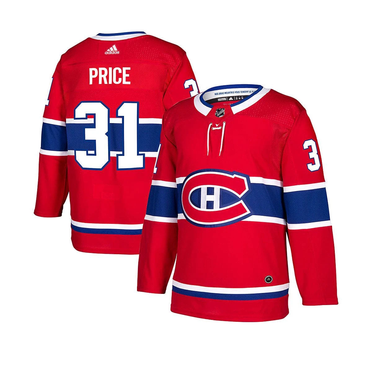 Montreal Canadiens Home Adidas Authentic Senior Jersey - Carey Price 3 Montreal Canadiens Home Adidas Authentic Senior Jersey - Carey Price
