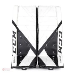 CCM Extreme Flex E5.5 Junior Goalie Leg Pads - Source Exclusive -Baue Hockey Shop ccm leg pads ccm extreme flex e5 5 junior goalie leg pads source exclusive white white black black 26 1 28744299184194