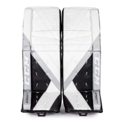CCM Extreme Flex E5.9 Intermediate Goalie Leg Pads - Source Exclusive -Baue Hockey Shop ccm leg pads ccm extreme flex e5 9 intermediate goalie leg pads source exclusive white white black silver 30 1 28744300068930