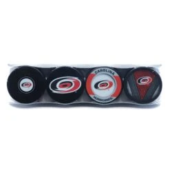 Carolina Hurricanes Inglasco NHL Logo Hockey Puck (4 Pack)