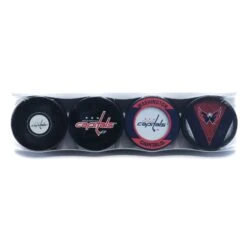 Washington Capitals Inglasco NHL Logo Hockey Puck (4 Pack)
