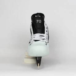 TRUE Senior One Piece Goalie Skates - Pro Stock - White Side/Toe - "70/71" - Size 10 -Baue Hockey Shop true goalie skates true senior one piece goalie skates pro stock white side toe 70 71 size 10 10 15186428690498