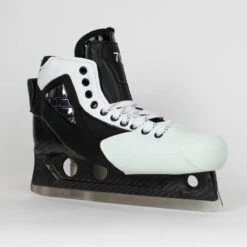TRUE Senior One Piece Goalie Skates - Pro Stock - White Side/Toe - "70/71" - Size 10 -Baue Hockey Shop true goalie skates true senior one piece goalie skates pro stock white side toe 70 71 size 10 10 15186428854338