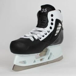 TRUE Senior Two Piece Goalie Skates - Pro Stock - White Side - "35" - Size 10 -Baue Hockey Shop true goalie skates true senior two piece goalie skates pro stock white side 35 size 10 10 30366891835458