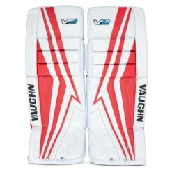 Vaughn Velocity V9 Intermediate Goalie Leg Pads -Baue Hockey Shop vaughn leg pads vaughn velocity v9 intermediate goalie leg pads white red 31 2 28744338014274